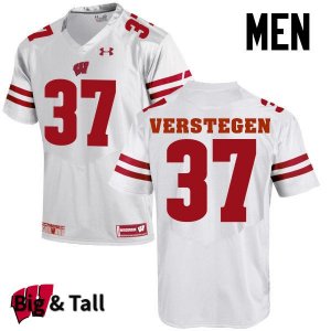 Men's Wisconsin Badgers NCAA #37 Brett Verstegen White Authentic Under Armour Big & Tall Stitched College Football Jersey CG31E13XF